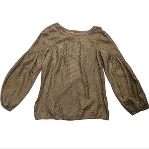 Tory Burch Women's Silk Earthy Beige Long Sleeve Blouse Top - Size 6